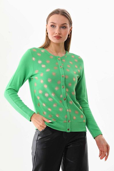 Sistas Women's Gold Polka Dot Long Sleeve Cardigan 23977 Benetton