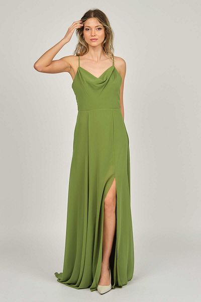 DORİDORCA Women's Strappy Evening Dress 5924049 Green
