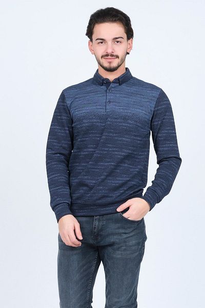 Raymons Men's Patterned Polo Neck Knitwear Sweat 6782257 Indigo