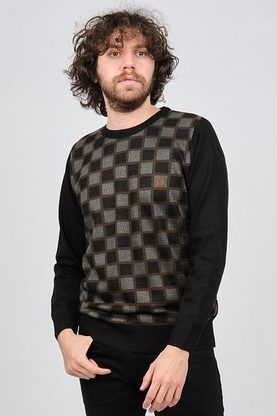 Pelikan Men's Patterned Crew Neck Sweater 1577328 Smoked