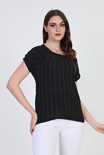 ELLA CAMELIA Bluză de damă brodată 19e093 neagră