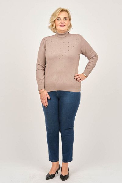Büşra Triko Pulover de damă cu gât roscat 3998212 nurcă
