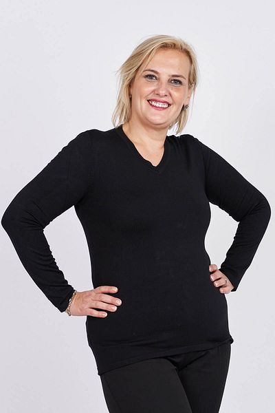 Flaş Triko Women's Black Color V-Neck Sweater