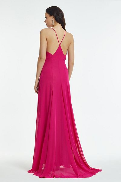 DORİDORCA Women's Strappy Evening Dress 5924049 Fuchsia