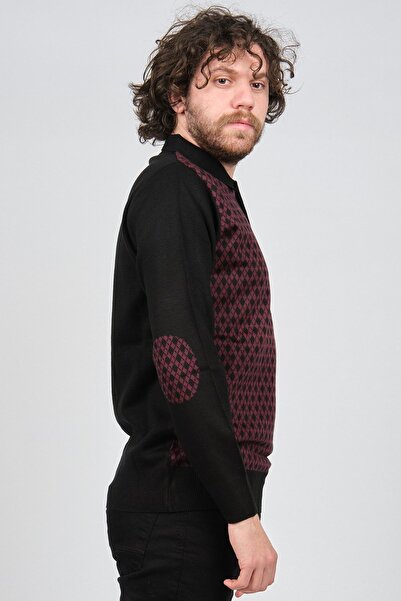 Pelikan Men's Elbow Detailed Polo Neck Sweater 1577427 Claret Red