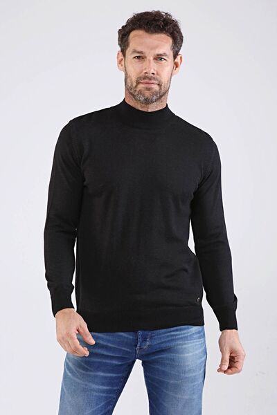 Çizgi Triko Men's Crew Neck Cotton Knitwear Sweater 4454b Black