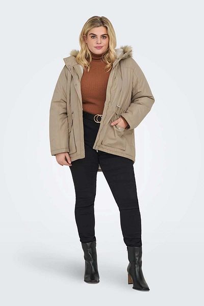 Only Women's Plus Size Carlucaya Hooded Coat 15295458 Beige