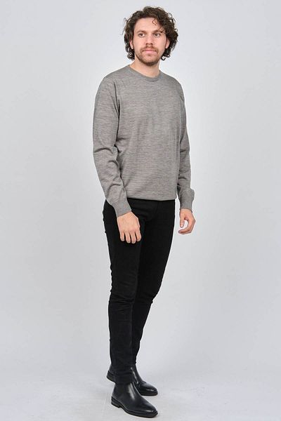 Desen Triko Men's Crew Neck Wool Sweater 0249603 A.grey