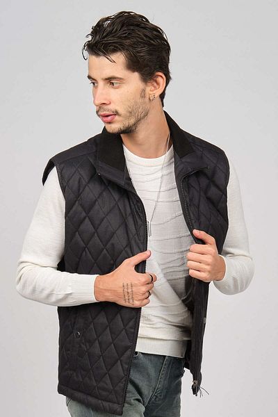 daynax Men's Pocket Detailed Diamond Patterned Vest 492700 Black