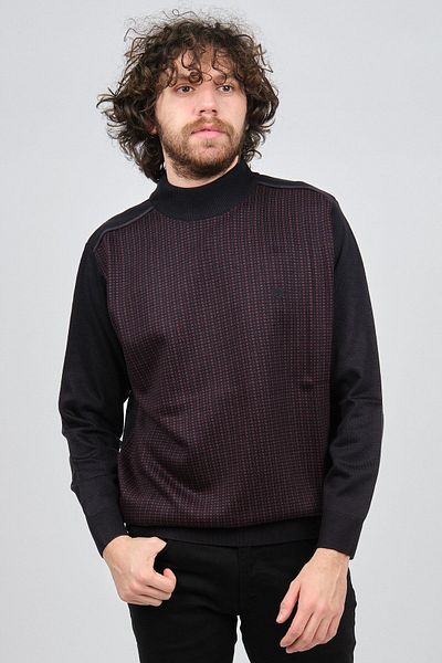 Pelikan Men's Patterned Half Fisherman Wool Sweater 1578717 Claret Red