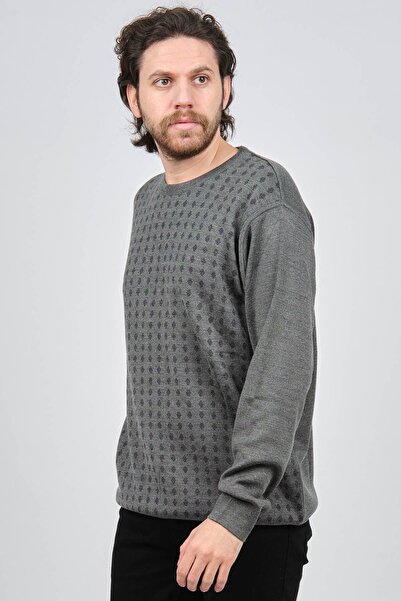 Çizgi Triko Чоловічий светр з коміром у вигляді велосипедного коміра 425554216 Сірий