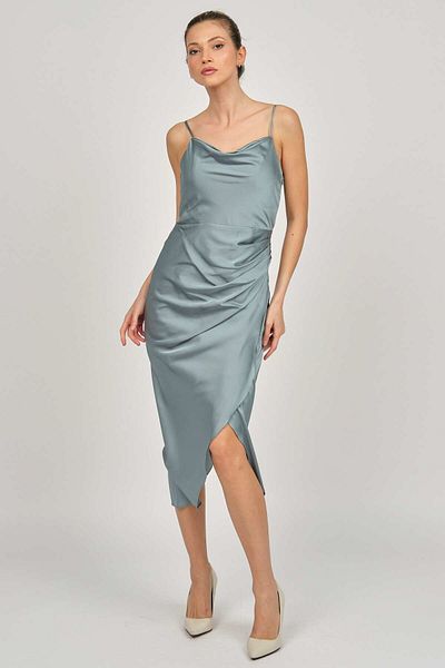 renk abiye Color Women's Satin Ruffle Collar Evening Dress 5044964 Çagla