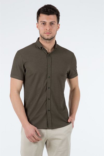 WEMSEY Ανδρικό πουκάμισο Slim Fit 12301 Χακί
