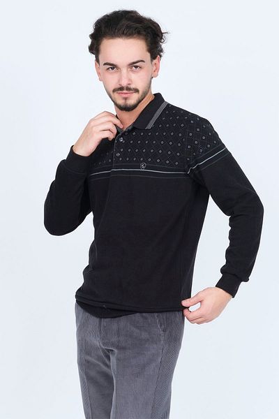 Rey Polo Πλεκτό Ανδρικό Πλεκτό με μοτίβο Polo Neck 6741254 Μαύρο