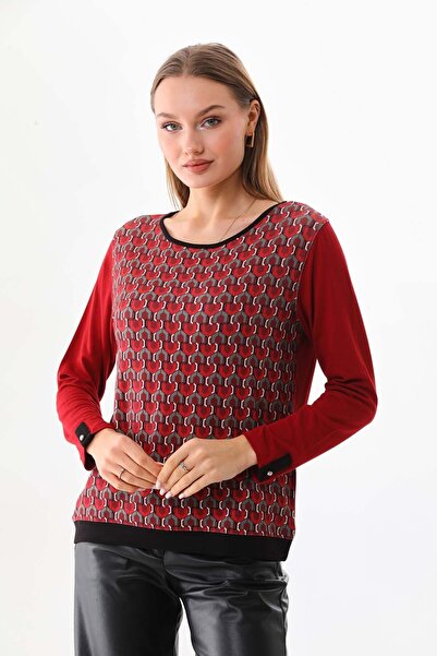 Sistas Γυναικεία Μακρυμάνικη Μπλούζα με Κουμπιά Λεπτομέρεια 23542 Claret Red