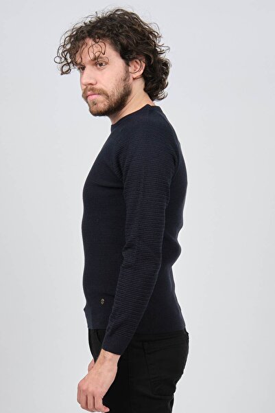 Çizgi Triko Чоловічий велосипедний комір Slim Fit светр 42554259 Синій