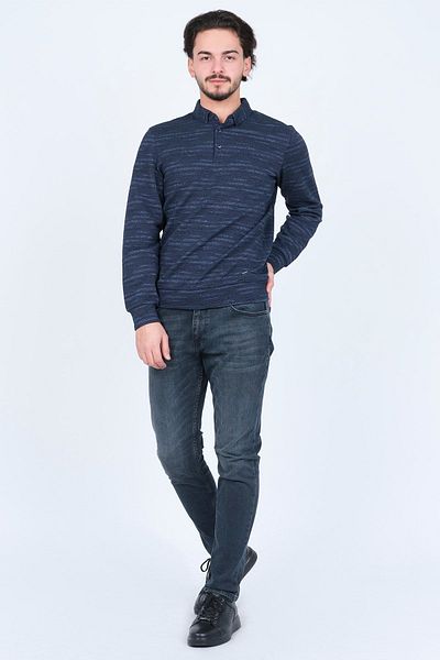 Raymons Men's Patterned Polo Neck Knitwear Sweat 6782273 Indigo