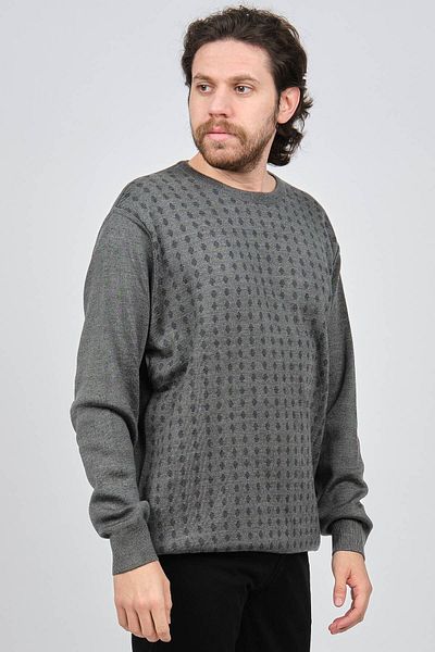 Çizgi Triko Ανδρικό πουλόβερ με μοτίβο Crew Neck 425554216 Γκρι