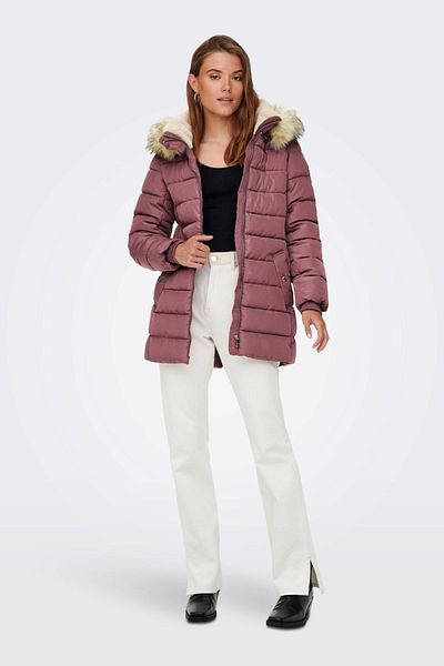 ONLY Palton pentru femei Onlcamılla cu glugă 65515204606 Dusty Rose