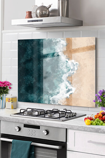 Onbiya Premium Kitchen Glass Stove Back Protector |   Sea Coast