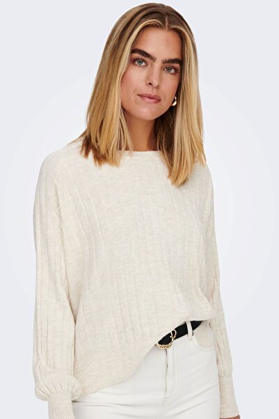 ONLY Women's Comfortable Cut Knitted Sweater 65515268804 Ecru