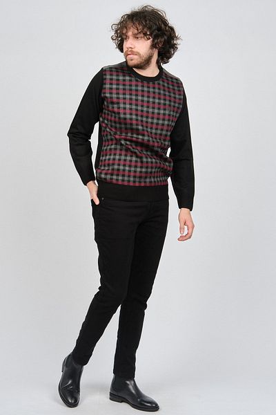 Pelikan Men's Patterned Crew Neck Sweater 1577309 Fuchsia