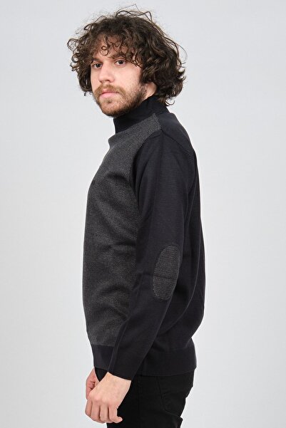 Pelikan Чоловічий напівдовгий вовняний светр 1578718 Темно-синій