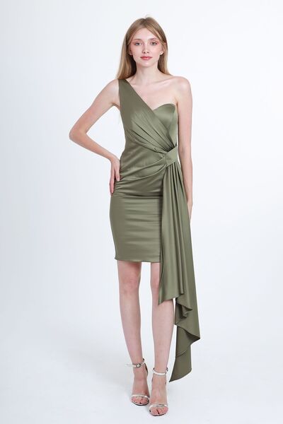 DORİDORCA فستان سهرة بكتف واحد نسائي 5924015 كاكي