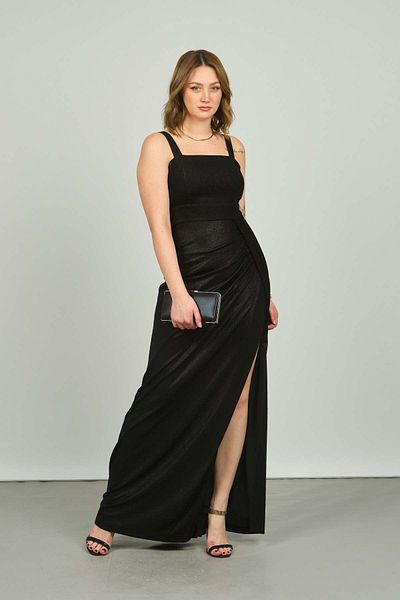 ESCOLL Women's Skirt Draped Thick Strap Long Evening Dress 1882 Black