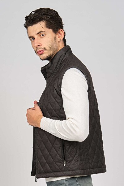 daynax Men's Pocket Detailed Diamond Patterned Vest 492901 Smoked