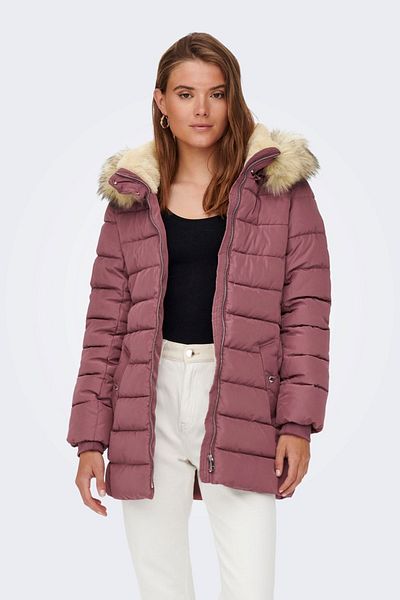 ONLY Palton pentru femei Onlcamılla cu glugă 65515204606 Dusty Rose