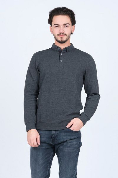 Raymons Men's Patterned Polo Neck Knitwear Sweat 6782258 Black