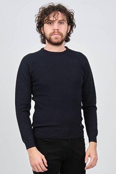 Çizgi Triko Чоловічий велосипедний комір Slim Fit светр 42554259 Синій