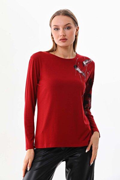 Sistas Bluză cu mânecă lungă cu model pentru damă 23598 Roșu Claret
