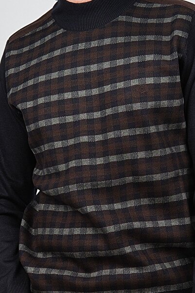 Pelikan Чоловічий светр з візерунком на ліктях і піврукавами 1577709 Синій