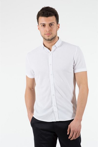 WEMSEY Ανδρικό πουκάμισο Slim Fit 12301 Λευκό