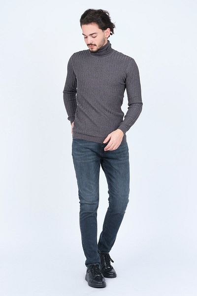 Raymons Men's Corduroy Full Fisherman Knitwear Wool Sweater 67822887 Anthracite