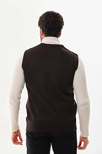 Pelikan Ανδρικό πουλόβερ με σχέδιο V λαιμόκοψης 7627 καφέ