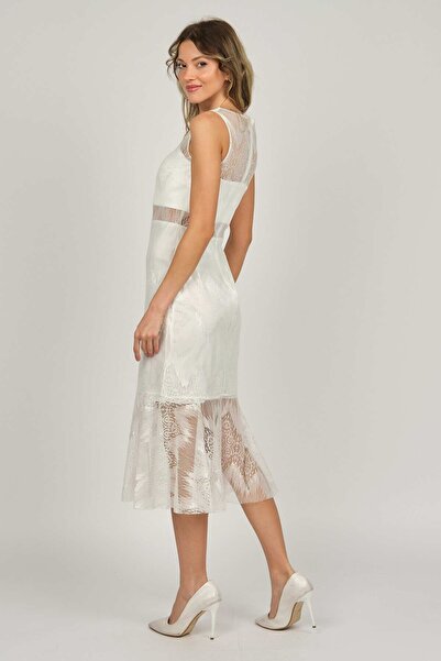 6ixty8ight Жіноче коротке вечірнє плаття з мереживним візерунком 58156759 Біле