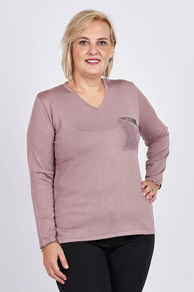 Büşra Triko Women's Stoned Pocket Detailed Sweater 3998217 Powder