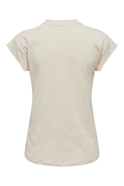ONLY Γυναικείο μπλουζάκι Onlzoe Crew Neck 100% βαμβάκι 15295386 Μπεζ