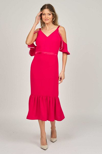 Pierre Cardin Women's Sleeve Detailed Midi Length Evening Dress 5816875 Red