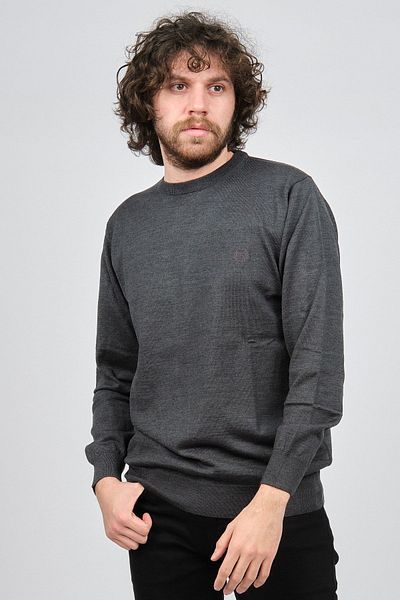 Pelikan Men's Crew Neck Wool Sweater 1572019 Smoked