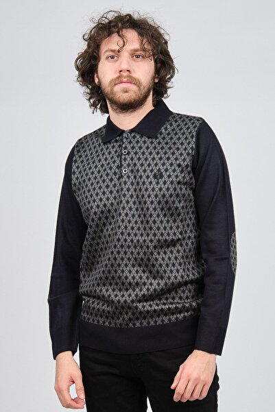 Pelikan Men's Elbow Detailed Polo Neck Sweater 1577427 Smoked