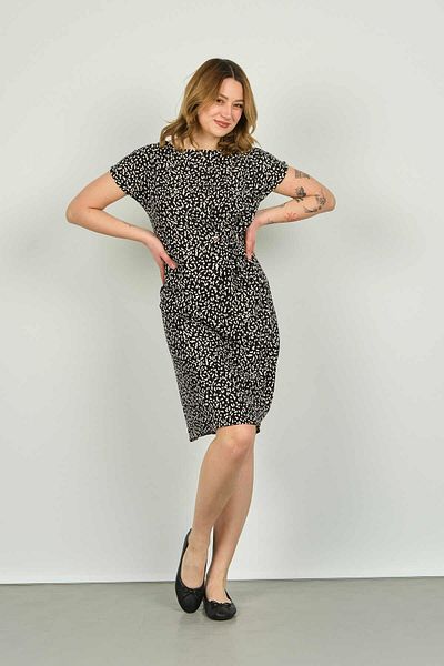 Sistas Women's Patterned Short Sleeve Dress 22510 Black