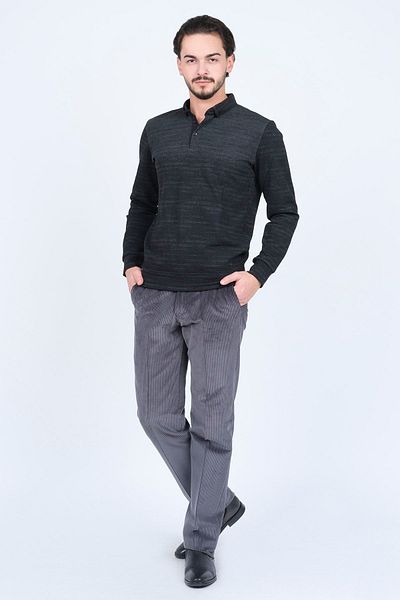 Raymons Men's Patterned Polo Neck Knitwear Sweat 6782257 Black