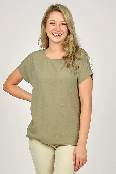 ELLA CAMELIA Women's Embroidered Blouse 19e093 Khaki