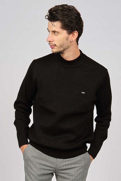 HAKİ TRİKO Pulover pentru bărbați cu model pe jumătate pescar 6080131 negru