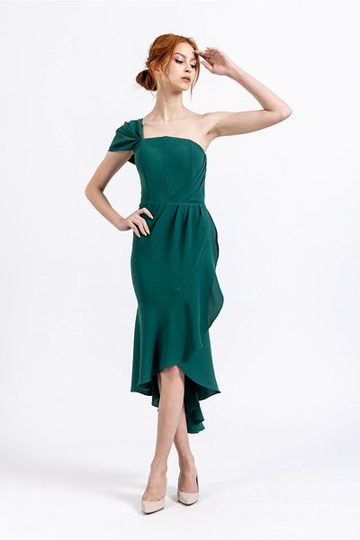 ESCOLL Women's Emerald Front and Back Detail Underwire Evening Dress 1834