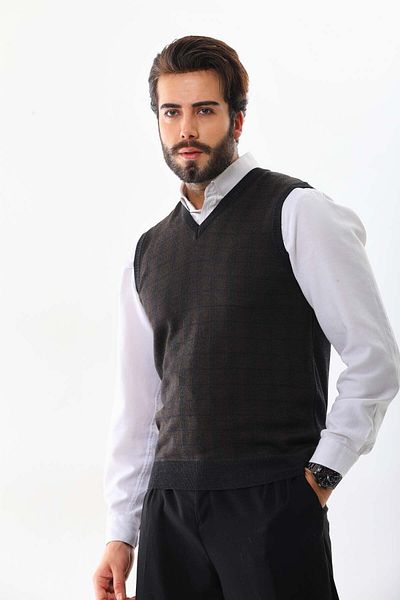 Pelikan Men's V-Neck Wool Sweater 4P13 Anthracite